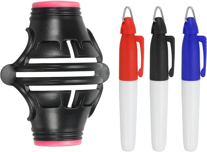 PATIKIL Golf Ball Marker Stencil 360 Degree Triple Track Golf Ball Alignment Marking Tool Line Drawing Marker with Marker Pens for Men Women