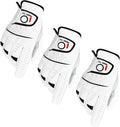 FINGER TEN Golf Gloves Men Right Left Handed Golfer Men’s Golf Glove Left Right Hand Value 3/6 Pack, All Weather Leather Grip Small Medium ML Large XL Size