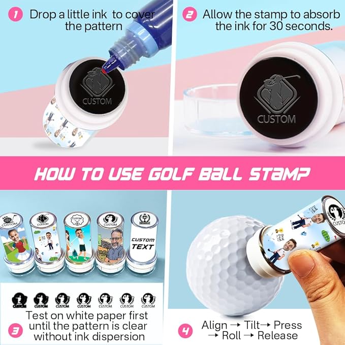 ORYG Custom Golf Ball Stamps with Personalized Name Graphics,Reusable Golf Ball Waterproof Marking Tool,Funny Golfer Gifts,Golf Accessories