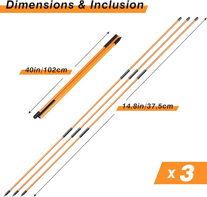 Professional 2 or 3 or 4 Pack Collapsible Golf Alignment Sticks, Premium 40" Alignment Golf Stick Ideal for Aiming, Putting and Swing Practice