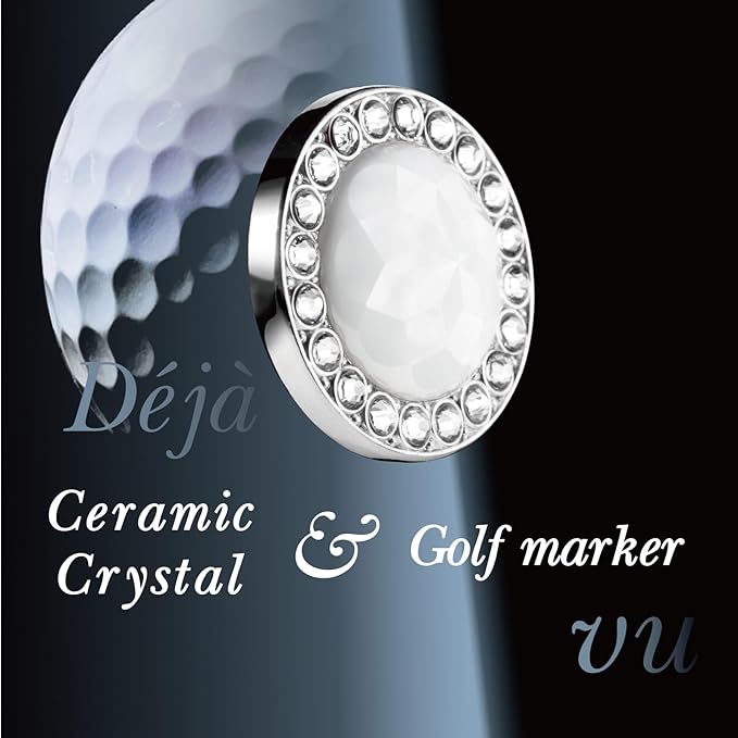 Golf Ball Marker Hat Clip with Ceramic Crystal Ball Marker (20mm Small Size) Gifts Accessories for Golfers