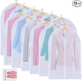 12 Pack Shirt Garment Bags (24x36") - Dustproof Short Suit Covers - Durable PEVA Closet Bags with Sturdy Zipper for Blouses, Jackets, Sweaters & T-Shirts (Translucent)