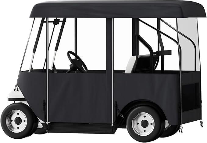 Happybuy Golf Cart Enclosure, 4-Person Golf Cart Cover, 4-Sided Fairway Deluxe, 300D Waterproof Driving Enclosure with Transparent Windows, Fit for EZGO, Club Car, Yamaha Cart
