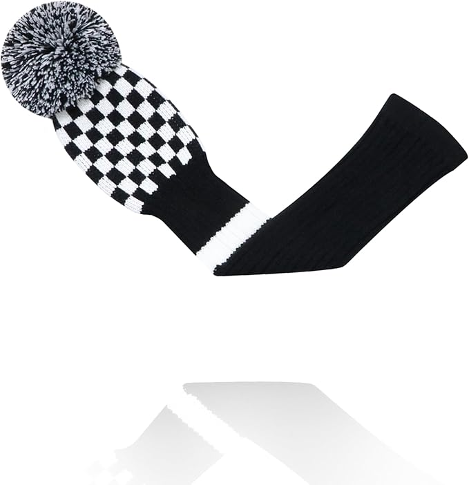 LeFeng 1Pcs Golf Club Cover, Knitted Golf Head Cover for 460cc Driver Fairway Woods and Hybrid with Cute Pom Pom and Number Tag
