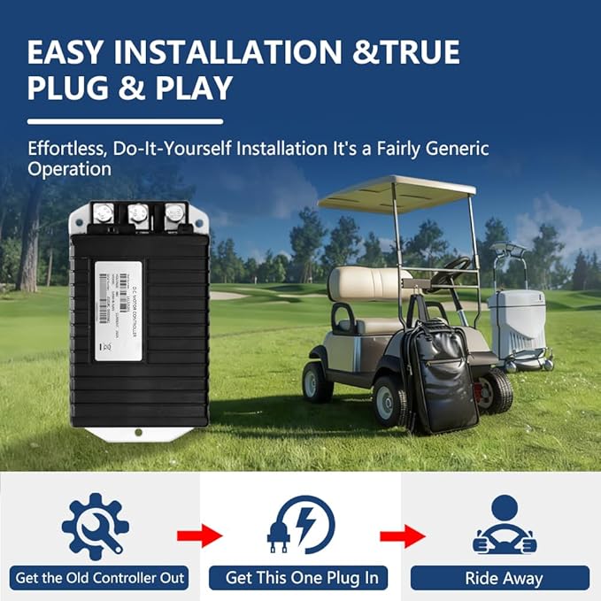 Golf Cart Controller, 48V 250A Controller Compatible with Curtis, 1206HB-5201 Golf Cart Speed Controllers for 2010-UP EZGO TXT, Express S4, Express L4, Terrain 250, ST Sport II, ITS Throttle, 612632