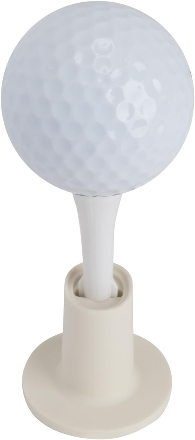 Set of 3 - Country Club Elite Golf Practice Mat Tees - Turn & Lock Rubber Tee Holder Plus Plactic Adjustable Height Tee - Replacement Tee Can Use with Most Range Driving Turf Mats