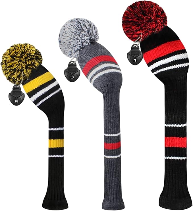 Scott Edward Knit Golf Head Covers for Woods Set of 3 Fits Well Driver(460cc) Fairway Wood and Hybrid(UT) The Perfect Change for Golf Bag