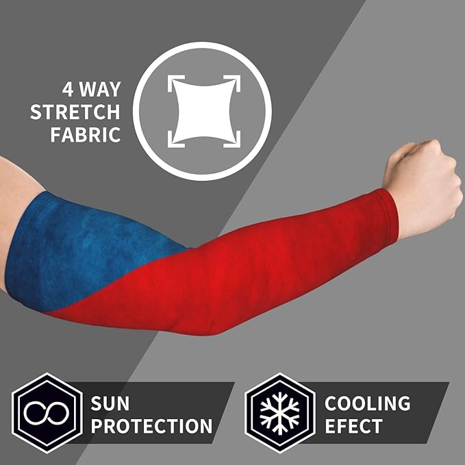 Flag Arm Sleeves Filipino Flag Compression Arm Sleeves for Men Women Tattoo Cover Up Cooling Arm Sleeve 1 Pair