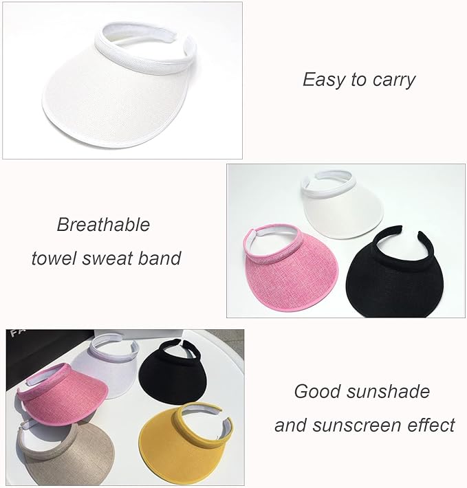 Cloth Covered Slip-On Visor for Women, Adjustable Cap Sports Sun Visors for Men