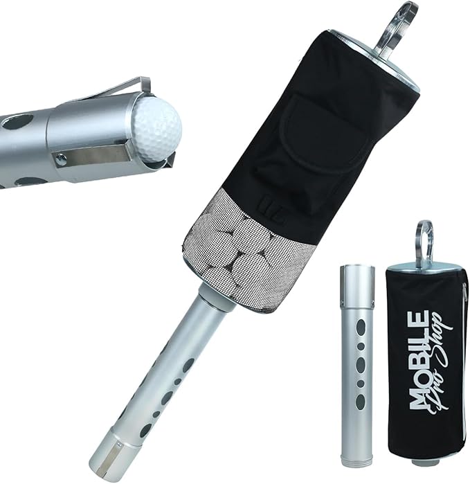 Golf Ball Retriever | Portable Shag Bag for Golf Balls | Collector with Detachable Aluminum Alloy/Plastic Tube and Handle - Holds up to 80 Balls