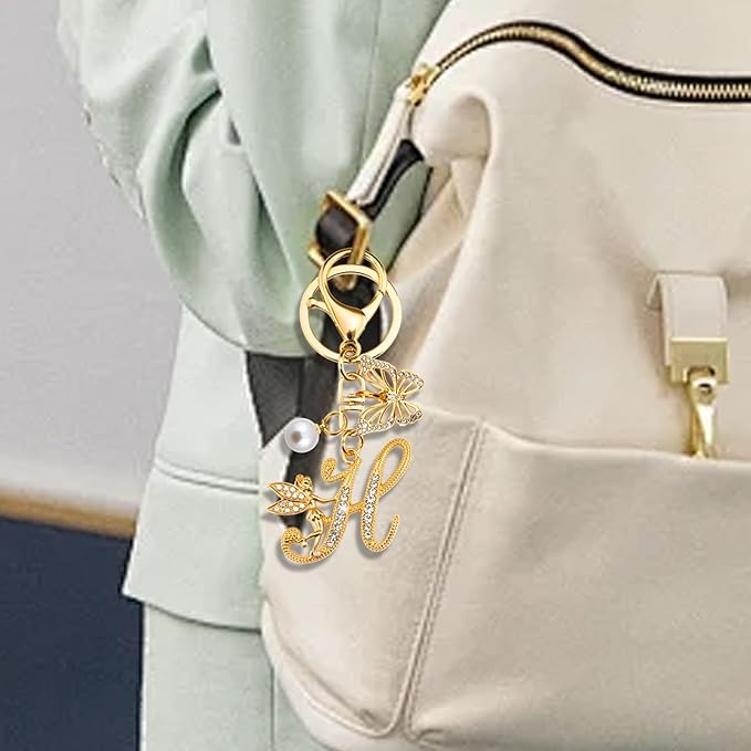 Initial Keychain Bag Charm Women Purse Charms for Handbags Accessories Charm for Wallet Butterfly Pendant for Girls