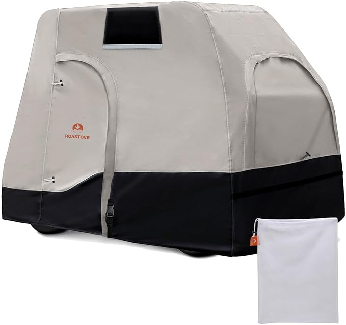 Roastove Golf Cart Cover, 420D PU Whaterproof, Universal Fits for Most Brand 2+2 Passenger Car, All Weather Outdoor Protection Weatherproof