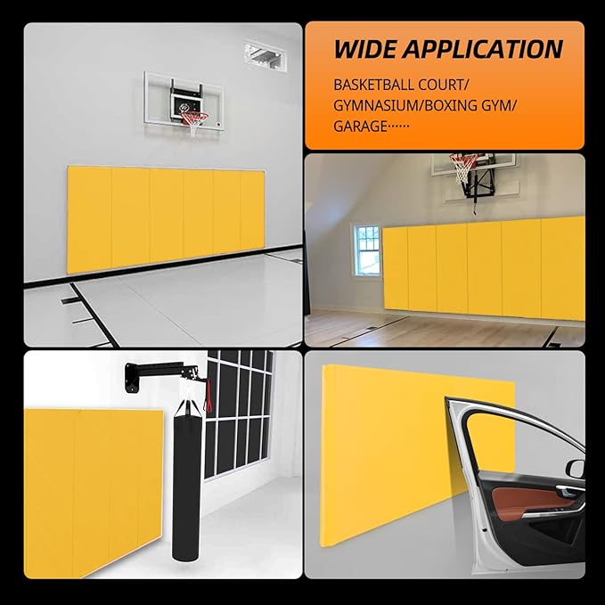 PROGOAL Gym Wall Paddings Basketball Court Wall Protection Pad - 2”Thick Foam Wall Mat Durable Protector for Wall-Mounted Basketball Hoops Garage Taekwondo（60" Lx20 W）
