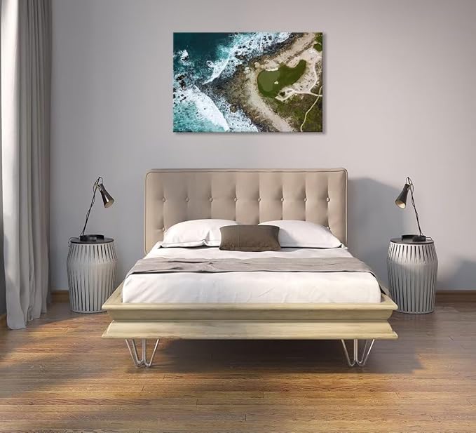 Pebble Beach Golf Course Wall Art Prints California Coastilne Picture Wall Decor for Living Room Bedroom Bathroom Home Decorations Pebble Beach Poster Framed Artwork Ready to Hang(12''H x 16''W)