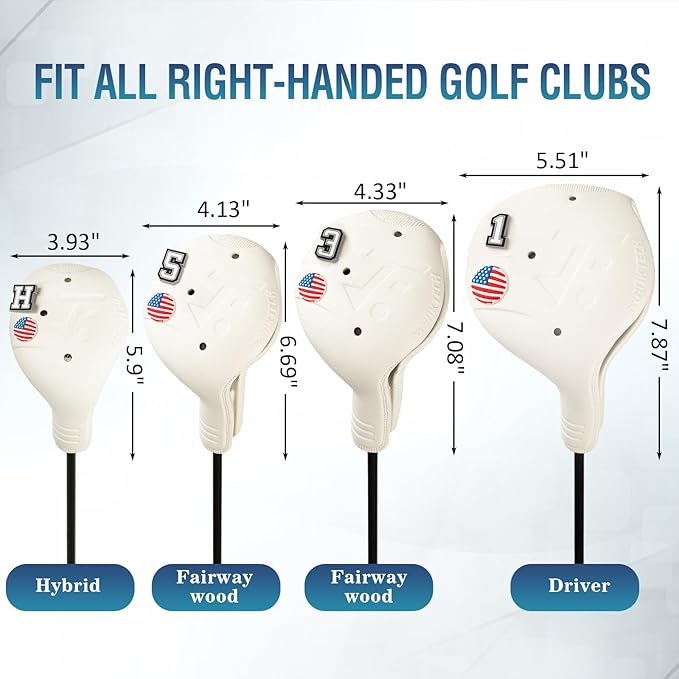 Golf Head Covers, 3 Pack EVA Plastic Golf Club Covers for Driver Fairway Woods, Driver Headcover with Pins, Fit All Right-Handed Golf Clubs, Easy On Off, Washable, Funny