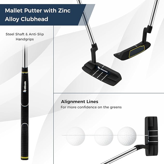 ULTIMATE 12 Pieces Men's Complete Golf Clubs Set w/Golf Stand Bag, 460cc #1 Driver, #3 Fairway, #5 Hybrid, #5#6#7#8#9#P#S Irons, Putter, Full Right-Handed Golf Set for Men