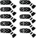 Scott Edward 1/7/10 Pcs Knitted Golf Club Head Covers for Irons Wedge Cuteness and Basically Socks Shape Washable Golf Club Head Protector on Pattern Style Double Sided Customized