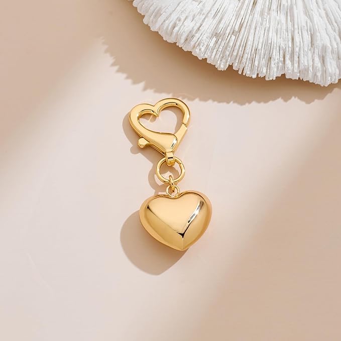 Gold Charm Heart Keychain for Women Bagchain Gold Fashion Keychains Accessories