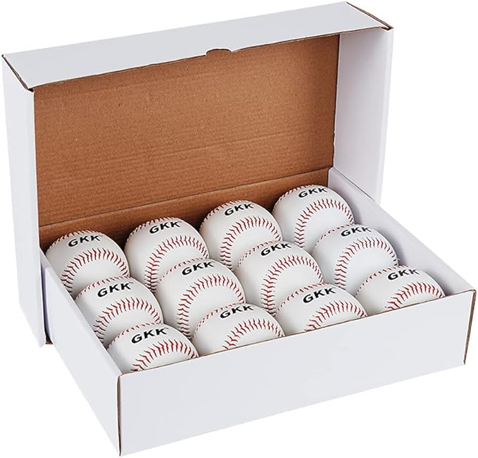 GKK Baseball 12 Pack Balls Training Baseballs 9 inch TeeBall Safety Baseballs for Youth/Adult Baseball Soft Toss, Batting, Fielding, Hitting, Pitching, Practice(One Dozen)