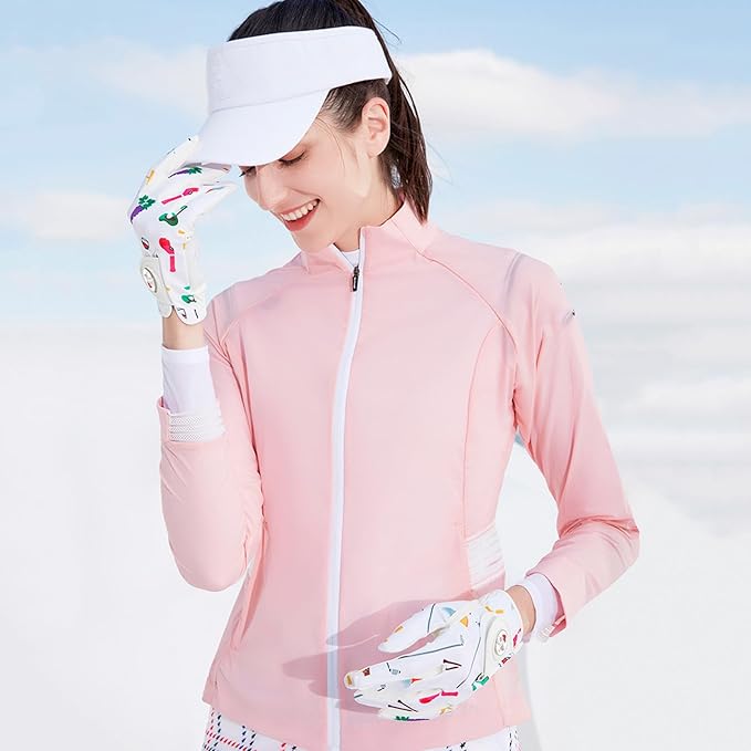 Golf Gloves Women with Ball Marker 2 Pack, Right Handed Golfer Left Hand, Ladies Breathable Soft All Weather Grip Glove Fit Size Small Medium Large XL
