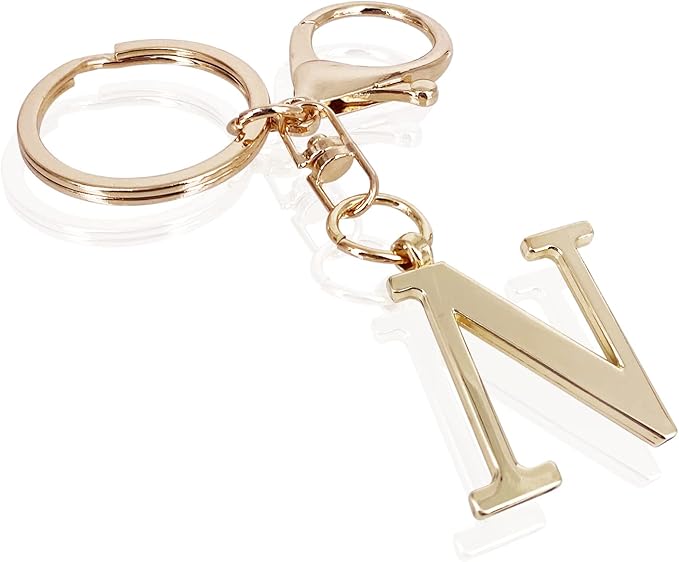 LAXPICOL Gold Letter A-Z Keychain for Women Bag Charms Purse Charms For Handbags Metal Alphabet Initial Letter Keychain