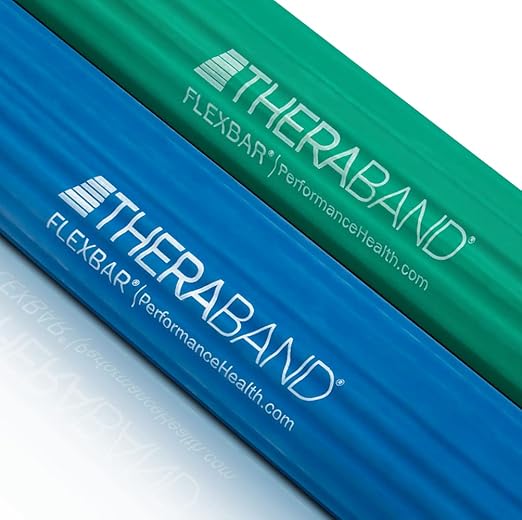 THERABAND FlexBar, 2 Pack, Green, Blue, Therapy Twist Bar, Hand & Wrist Strength, Tennis & Golfer's Elbow, Tendonitis, Rehab Tool for Resistance Exercise, Grip Training, Relief & Recovery