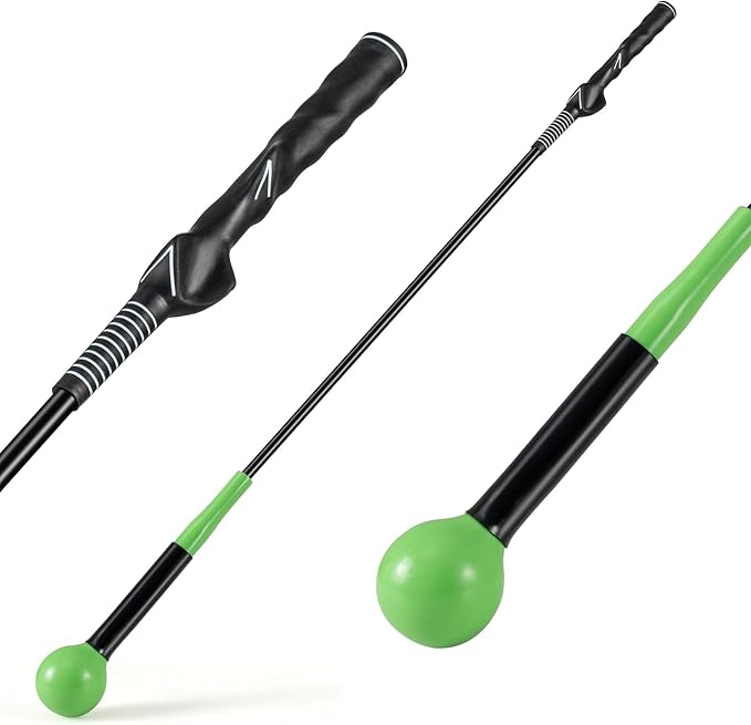 GYMAX Golf Swing Trainer, Warm-Up Stick with Grip Trainer for Rhythm, Balance, Tempo & Strength, Right Handed Swing Speed Training Aid, Weighted Golf Club for Indoor Practice