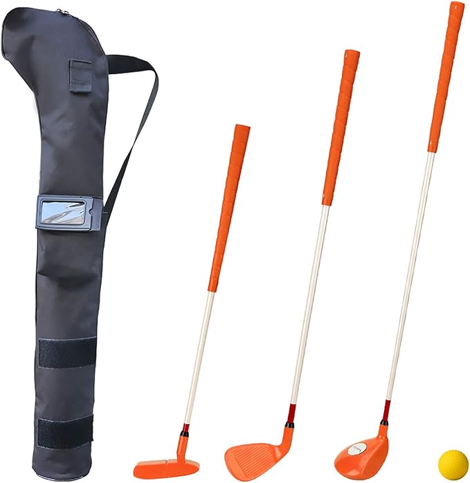 Kids Golf Clubs Set Children Golf Set Yard Sports Tools Three Clubs with Carry Bag and Soft Balls