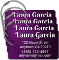 Personalized Luggage Tags for Suitcases 4 Pack – Custom Metal Name Tag for Travel, Golf Bag, and Baggage – Durable Aluminum Luggage Name Tags (Purple, Horizontal)