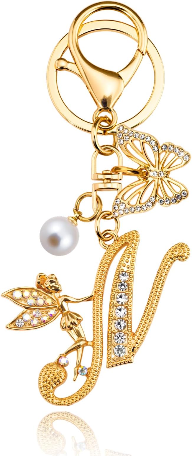 Initial Keychain Bag Charm Women Purse Charms for Handbags Accessories Charm for Wallet Butterfly Pendant for Girls