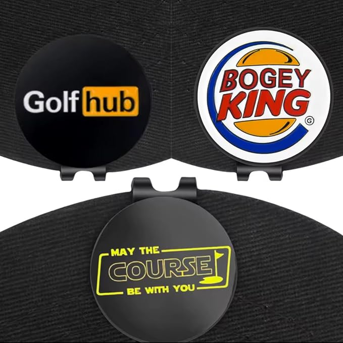 Golf Ball Marker Set 3-Pack with Magnetic Clip | Bogey King, Golfhub, May The Course Be Woth You | Great Golf Gift & Stocking Stuffer