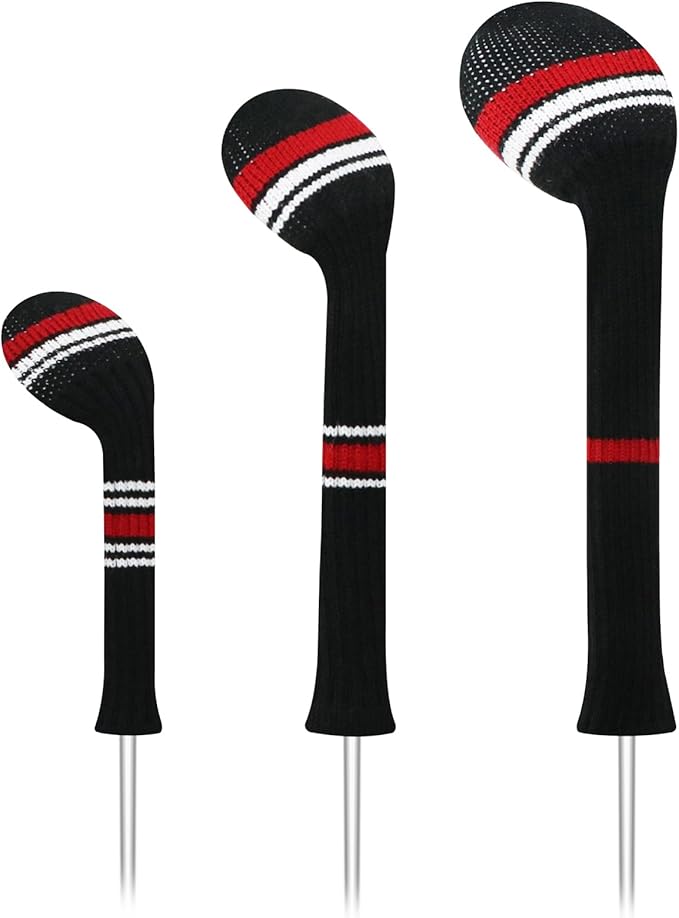 LeFeng 3Pcs Golf Club Covers, Knitted Golf Club Covers for 460cc Driver Fairway Woods and Hybrid