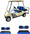 10L0L Golf Cart Front + Rear Seat Cover Set for EZGO TXT RXV 4 Passenger Models Bench Seat Covers Kit Breathable Washable Polyester Mesh Cloth (S+XS) (Black/Blue)
