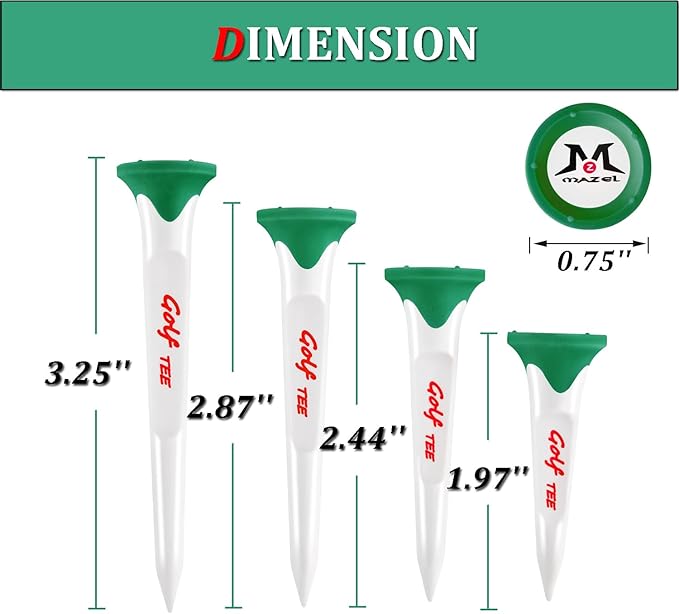 MAZEL Plastic Golf Tees 8 Pack｜Excellent Durability and Stability Plastic Tees with 5 Prongs,Reduces Friction & Side Spin