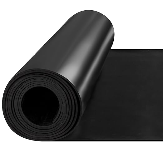 1/8" Thick 80" x 40" Heavy Duty Solid Rubber Sheet, High Temp Silicone Rubber Roll, Waterproof SBR Mat for DIY Pads, Cushioning, Flooring - Black