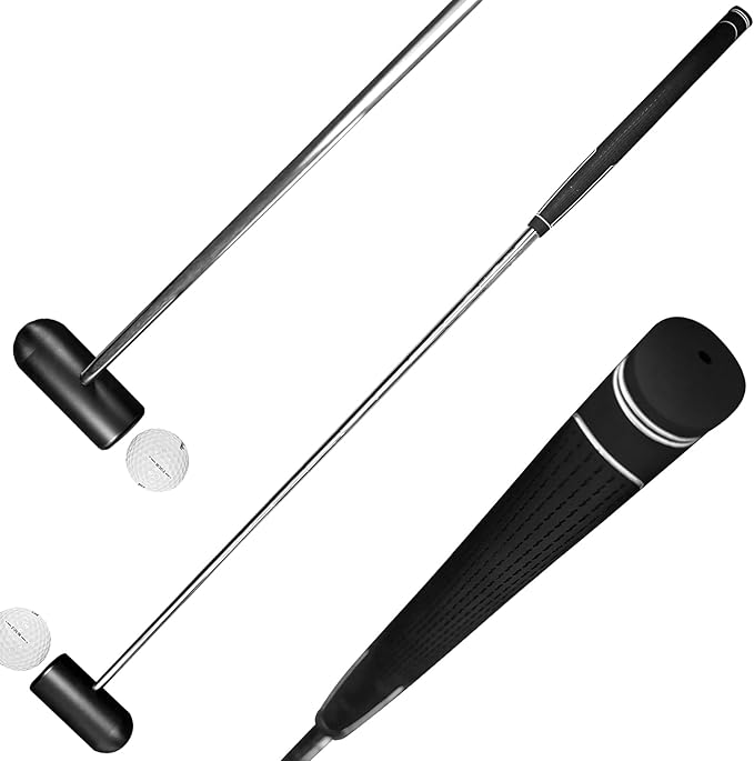 Golf Putting Training Aid - 35" Sweet Spot Practice Putter with Micro Head - Stainless Steel Alignment Tool to Improve Center Contact, Tempo & Muscle Memory (Right/Left Handed)