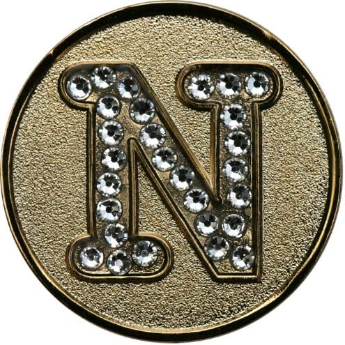 Monogram Initial Golf Ball Marker with Crystals and Matching Hat Clip
