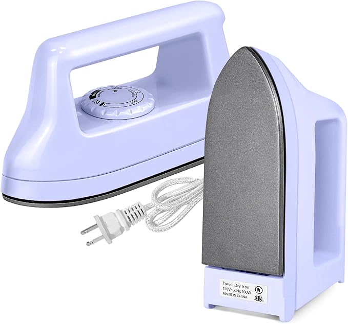 Mini Iron for Crafts and Quilting - Travel and Household Electric Heat Press Machine for Sewing Supplies (Purple)