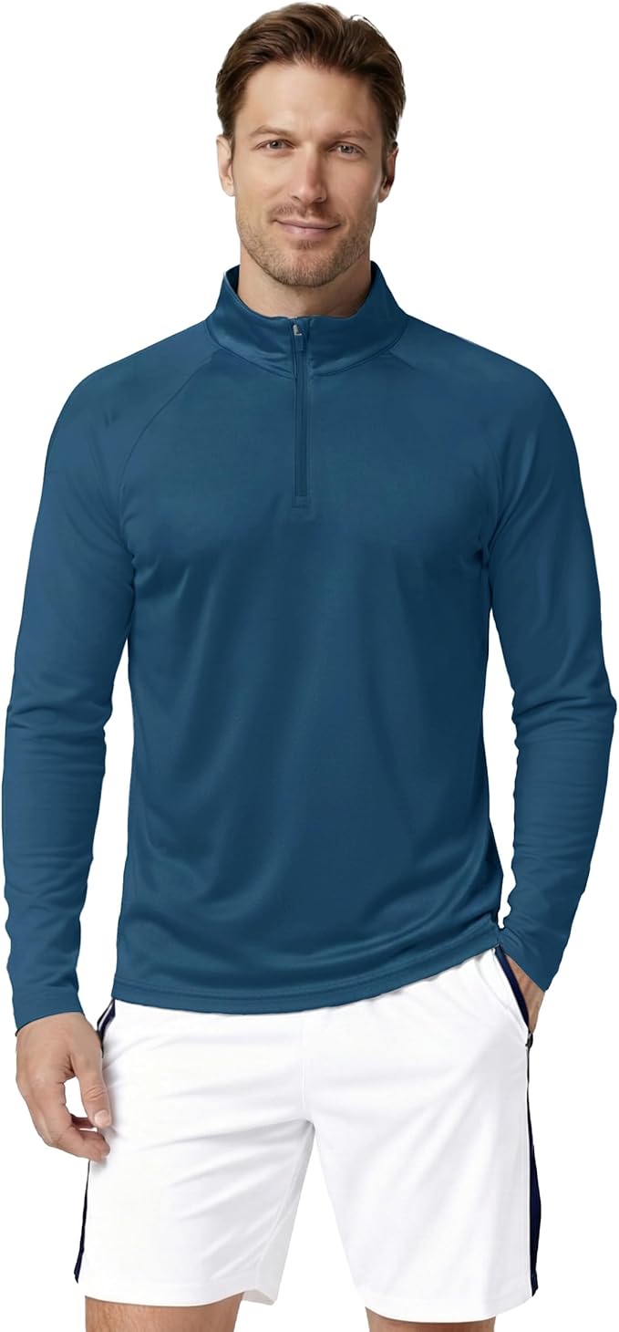 Boladeci Men's UPF 50+ Sun Shirts 1/4 Zip Long Sleeve SPF UV Protection Lightweight Quick Dry Quarter Zip Golf Shirts