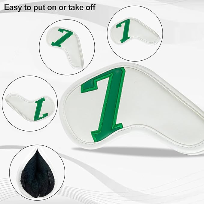 Golf 10pcs Thick Synthetic Leather Golf Iron Head Covers Set Headcover Fit All Brands Callaway Ping Taylormade Cobra Etc. Also Custom Name