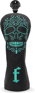 Black Golf Club Covers Skull Embroidery Driver Headcover Fairway 3 Wood Headcover Hybrid Headcover for Your Selection fits for All Brands