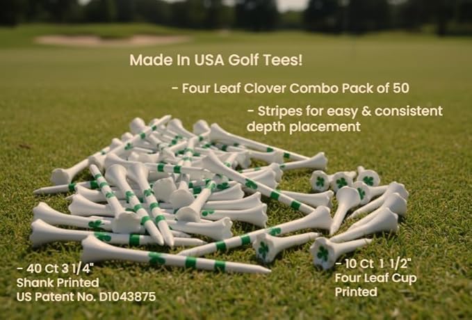 NorthPointe Golf Tees Plastic Combo Length Pack of 50 Includes (40 Count) 3 ¼” Plastic Golf Tees + (10 Count) 1½ Plastic ShortTees for Irons, Hybrids, Par Threes