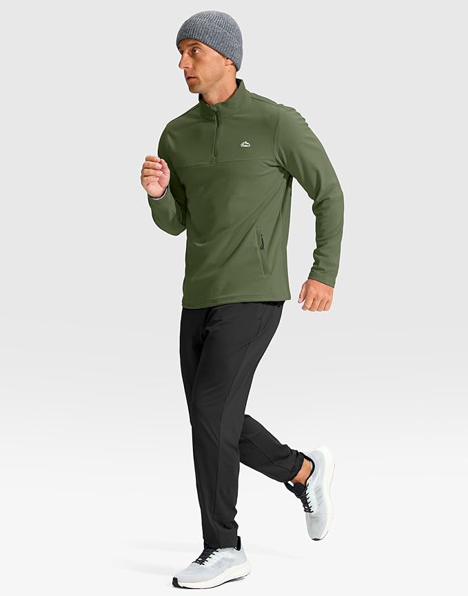 Pudolla Men's Quarter Zip Pullover with 2 Pockets Fleece Warm Soft Golf Sweatshirts for Athletic Workout Running