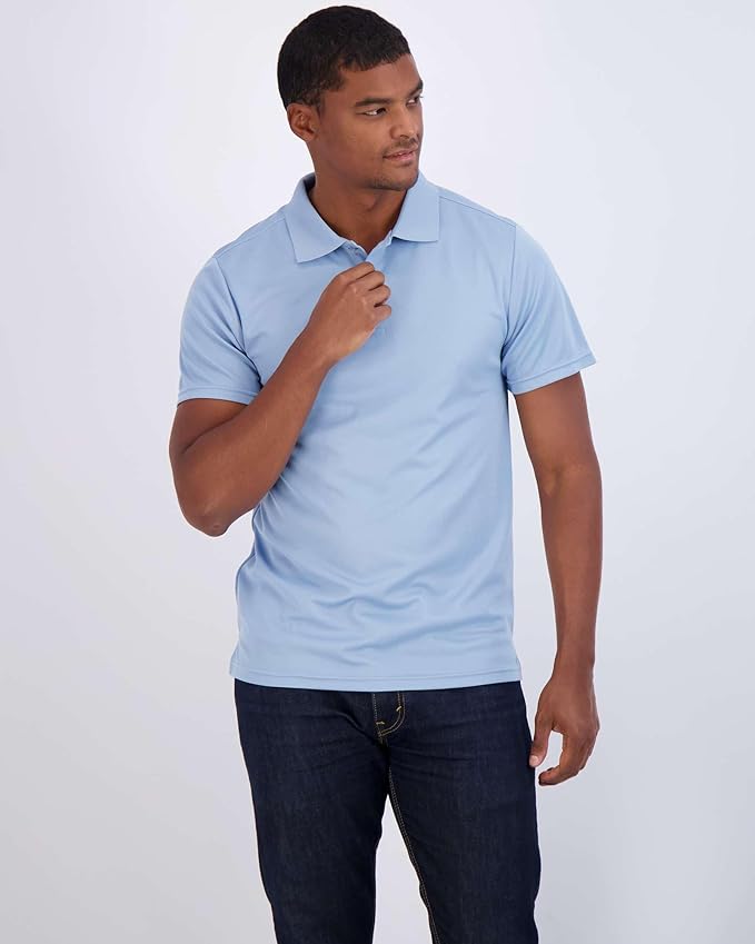 Real Essentials 3 Pack: Men's Quick-Dry Short Sleeve Athletic Performance Polo Shirt (Available in Big & Tall)