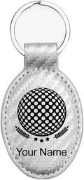 LaserGram Oval Keychain, Golf Ball, Personalized Engraving Included (Carbon Fiber Silver)