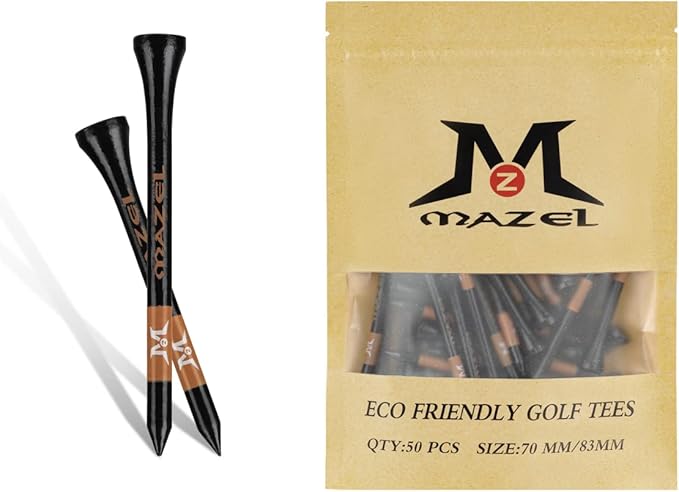 MAZEL Natural Wood/Bamboo Golf Tees 2 3/4 Inch & 3 1/4 Inch,Pack 50 or 120,Reduce Friction & Side Spin,More Stable Golf Tees