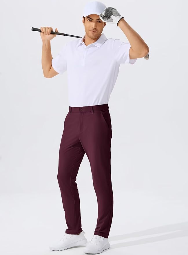 QPNGRP Men's Golf Pants 30"/32"/34" Inseam Lightweight Stretch Work Dress Pants