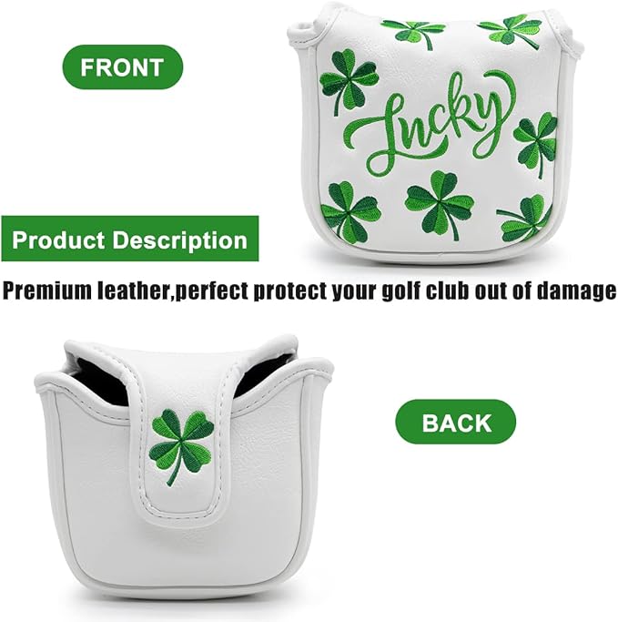 Golf Headcovers Live Lucky Golf Driver Covers Advanced Embroidery Fairway Wood Covers Hybrid Covers Mallet Blade Putter Head Covers Premium Leather Shamrock Golf Club Covers