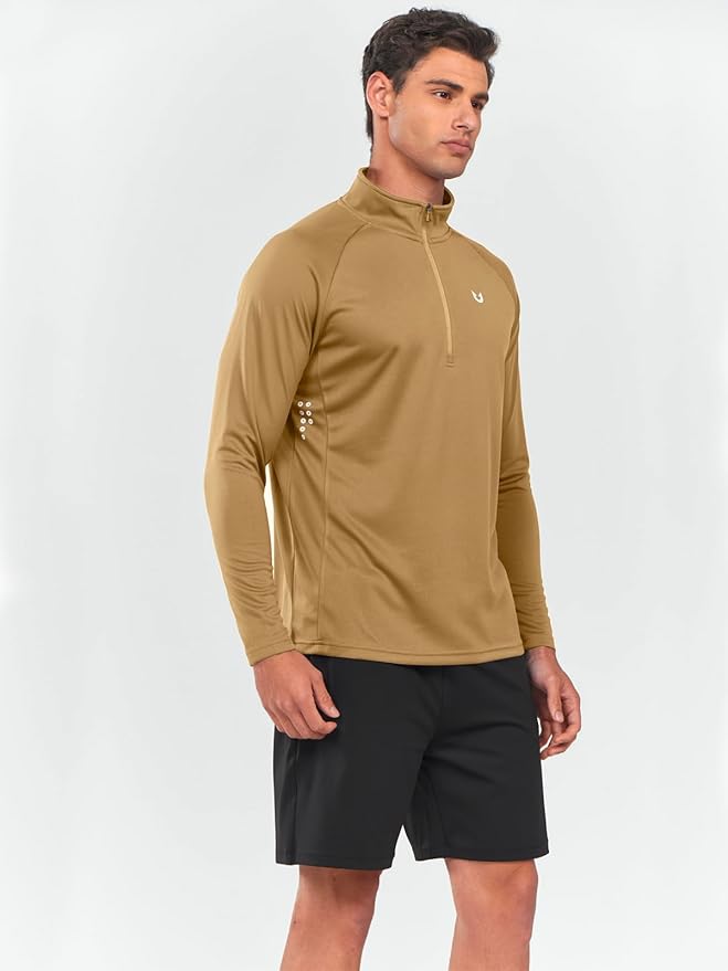 NORTHYARD Quarter Zip Pullover Men Running Shirt Long Sleeve Moisture Wicking Quick Dry Athletic Workout Shirts