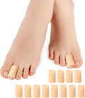 Povihome Toe Sleeves, Toe Protectors, 12 Pack Toe Tube Pads for Hammer Toe,Stubbed Toe,Corns, Calluses Protect (Medium Size, Beige)
